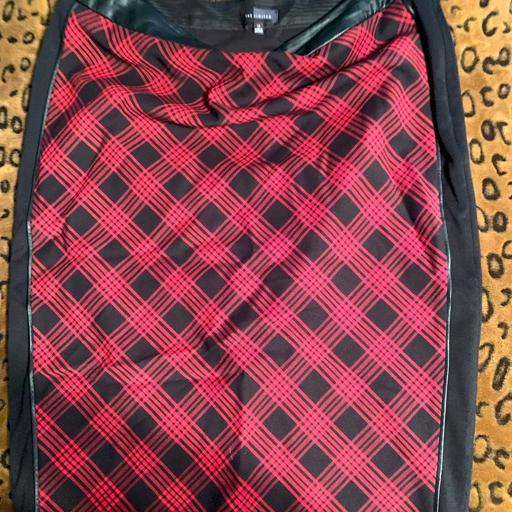 Don’t miss on this one. The Limited leather and plaid pencil skirt